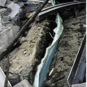 Shows HDPE pipe installed in Kobe, Japan when an earthquake strikes in 1995 and no leakage is shown